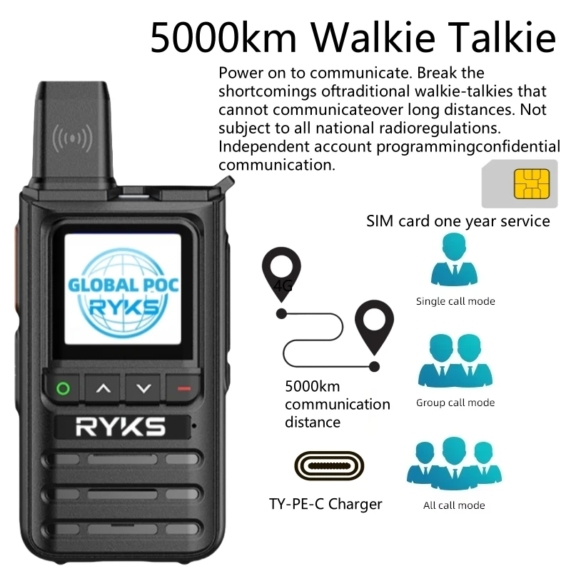 

Poc Radio Global 4G Walkie Talkie 5000Km Long Range Camping Two Way Ham Radio Incompatible Zello Dmr Baofeng Uv5R Quansheng Tk11
