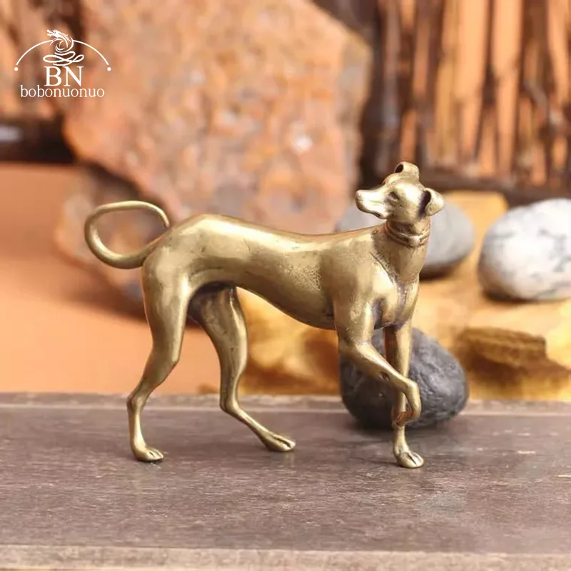 Solid Brass Loyal Dog Desk Ornaments Vintage Copper Animal Miniatures Figurines Decorations Gifts Home Decor Crafts Accessories