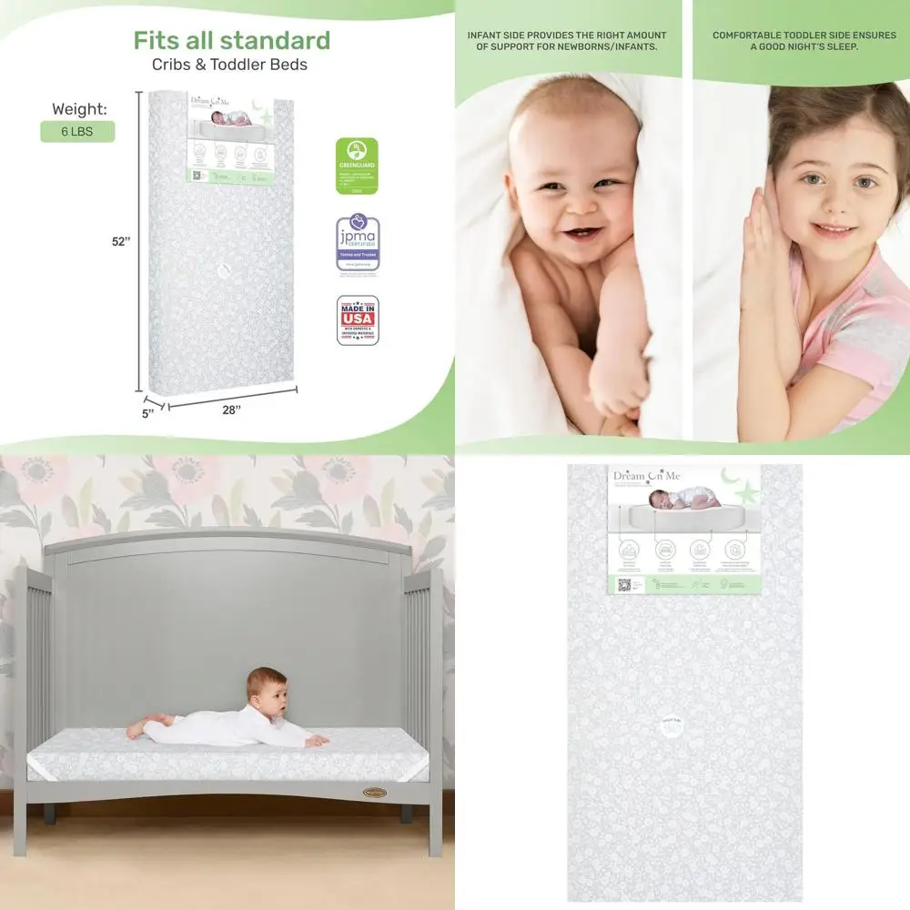 

Greenguard Gold & JPMA Certified Dreamland Orthopedic Crib & Toddler Mattress, Waterproof, Dual-Sided, Grey, USA Made