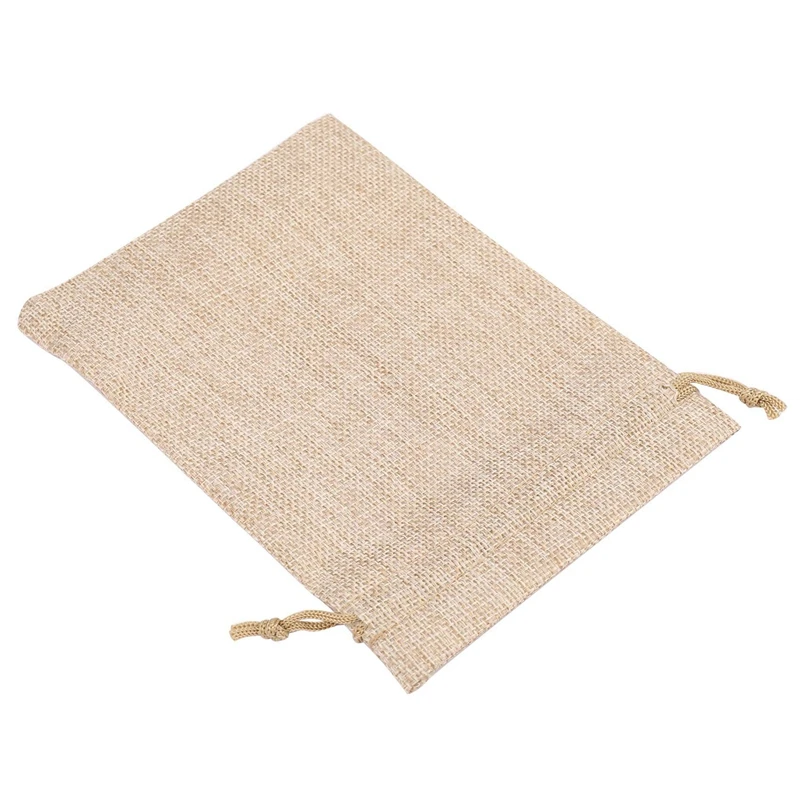 200Pcs Burlap Packing Pouches Drawstring Bags 13X18cm Gift Bag Jute Packing Storage Linen Jewelry Pouches Sacks