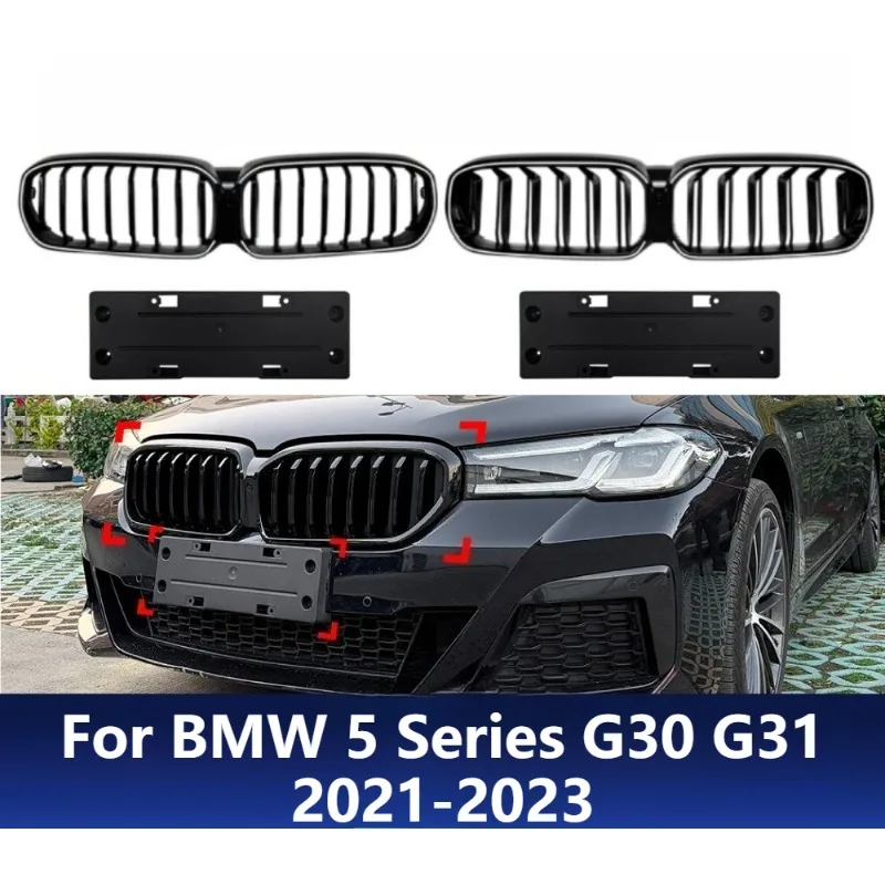 

For BMW 5 Series G30 G31 2021-2023 Single Double Slat Front Grille Kidney Grill Cross Border Modification Upgrade Accessories