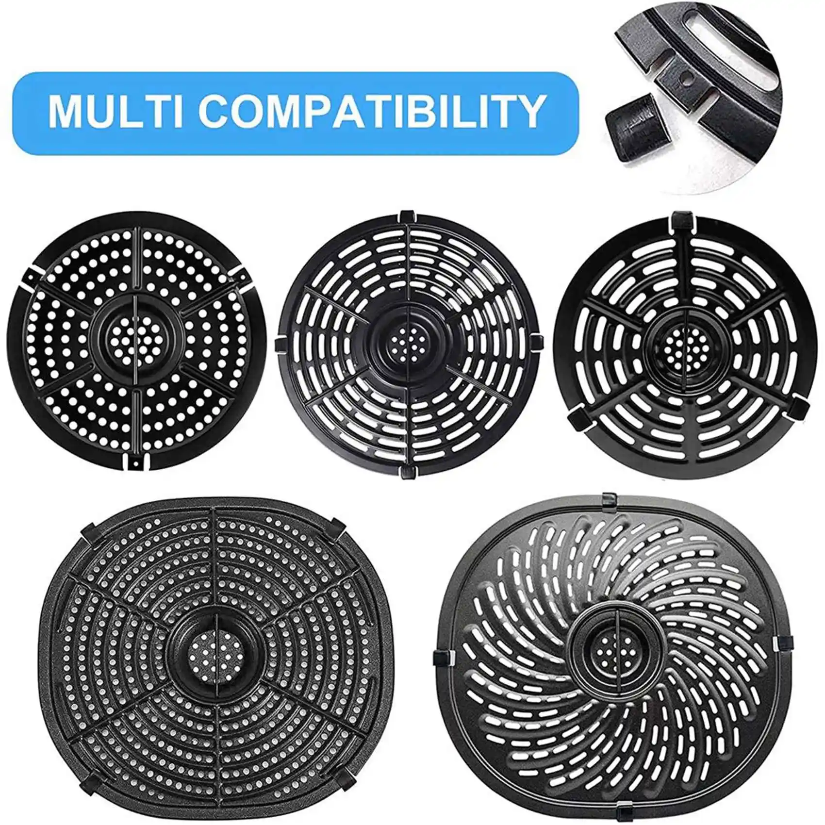 Parachoques de goma para freidora de aire, pies de goma, piezas de silicona, puntas de goma, cubierta protectora antiarañazos para bandeja de freidora de aire