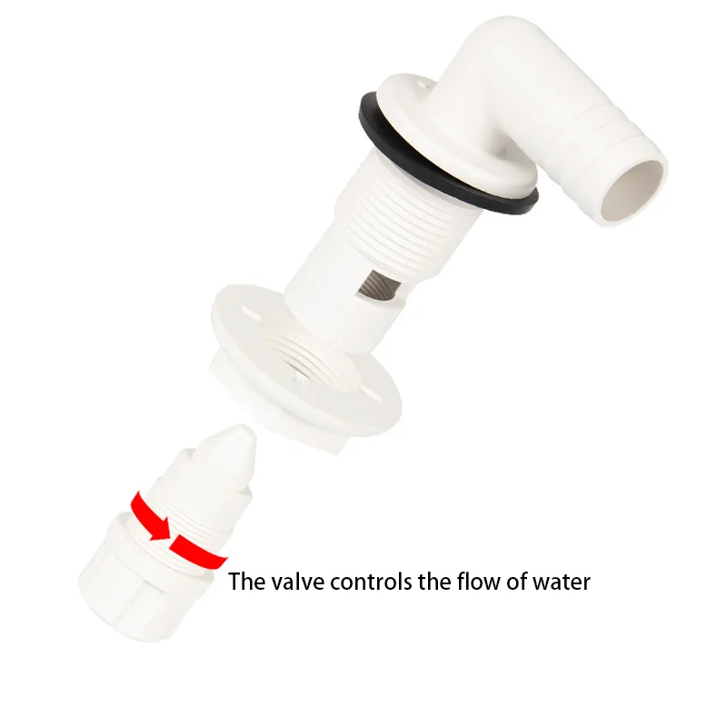 Yacht Oxygen Valve Marine Right Angle Drain Bilge Drain Hull ABS White Live Fish Tank Outlet