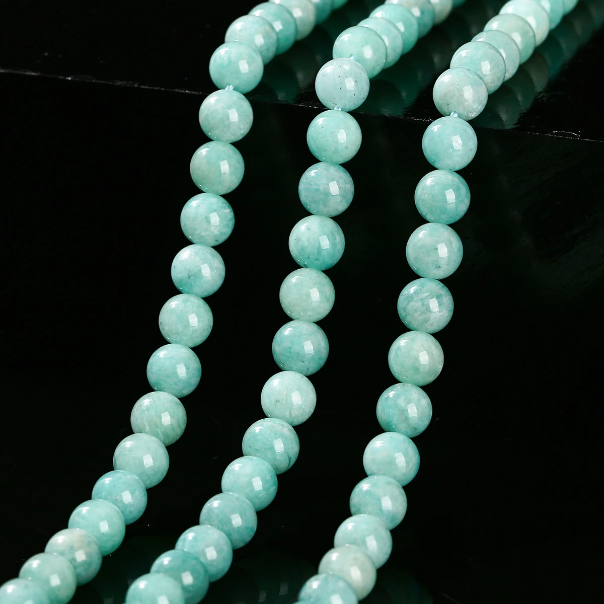 Echte natürliche blau-grüne Amazonit-Perlen, rund, lose Spacer-Edelsteinperle für Schmuckherstellung, DIY-Armband, Halskette, Zubehör – Detail 3