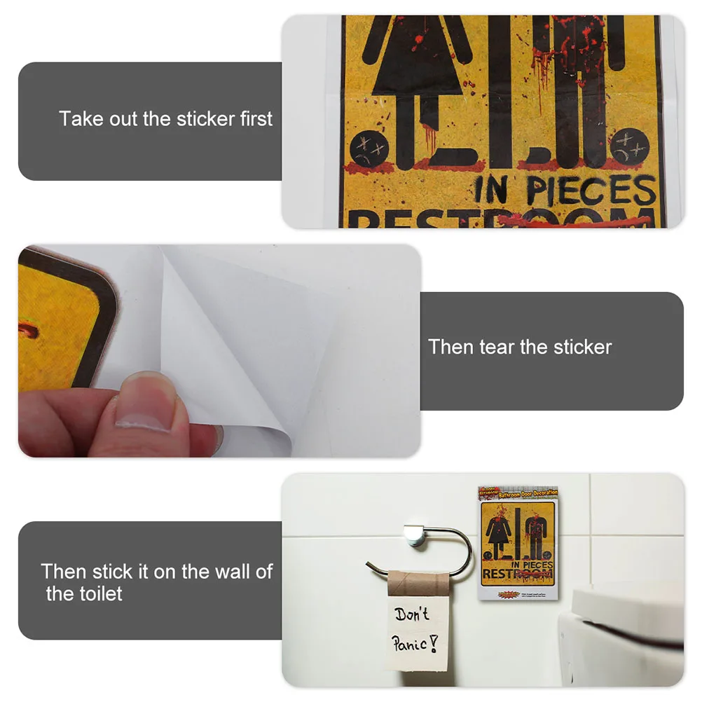 

2Pcs Halloween Scary Decals No-Head Man Horror Toilet Stickers Festive Background Photo Shoot Halloween Toilet Stickers