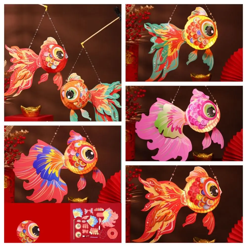 

Glowing Goldfish Lantern Handmade DIY Handcrafts Mid-Autumn Festival Lantern DIY Luminous Paper