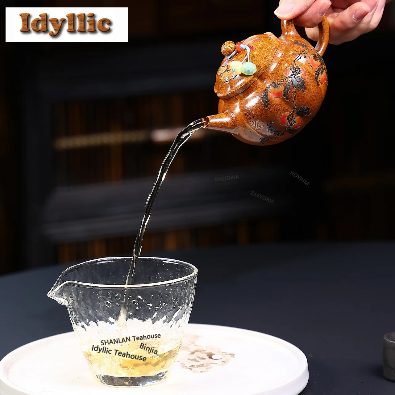 HOYIHM 160ml Classic Yixing Purple Clay Teapots Handmade Persimmon Pot Raw Ore Dragon Bond Golden Sand Mud Kettle Zisha Tea Set