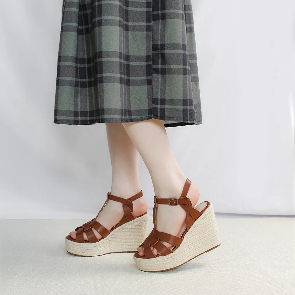 Women Elegant Sandal Gladiator Rome Luxury Designer Wedge High Heels Sandals Ankle Strap Platform Party Plus Size