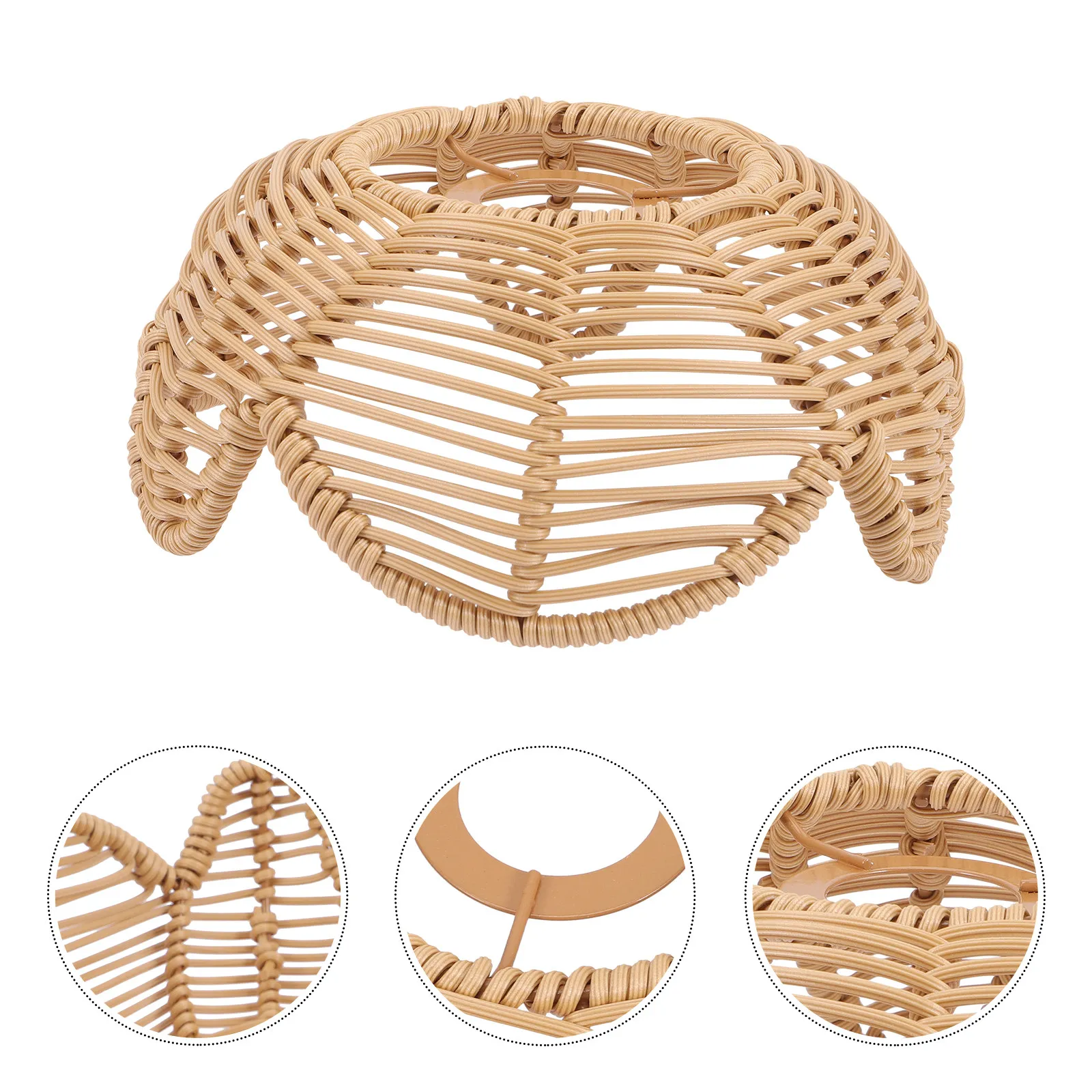 Lotus Shape Woven Pendant Lamp Shade for Bedroom Living Room Kitchen – Retro Bohemian Plastic Lamp Cover