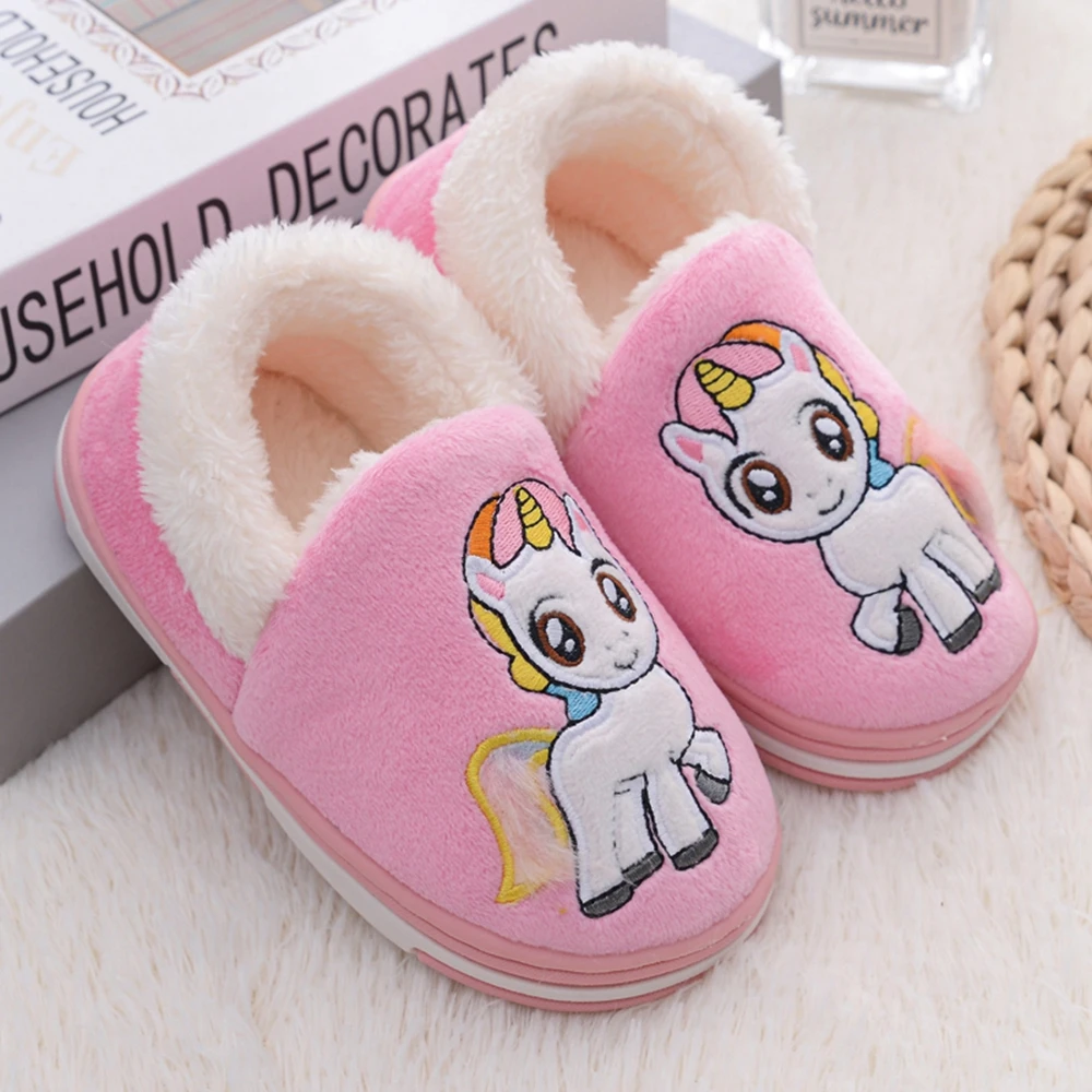 New Toddler Girls Slippers Winter Shoes Little Kids Casual Home Wear Baby Warm Anti-slip Loafers Cartoon Children House Footwear