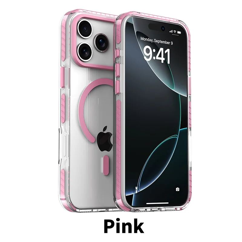 Luxuriöse, kontrastfarben gestreifte HD-Klarsicht-Handyhülle für iPhone 18 17 Air 16 E 15 14 Plus 13 12 Pro Max mit MagSafe-Magnetfunktion. – Detail 5