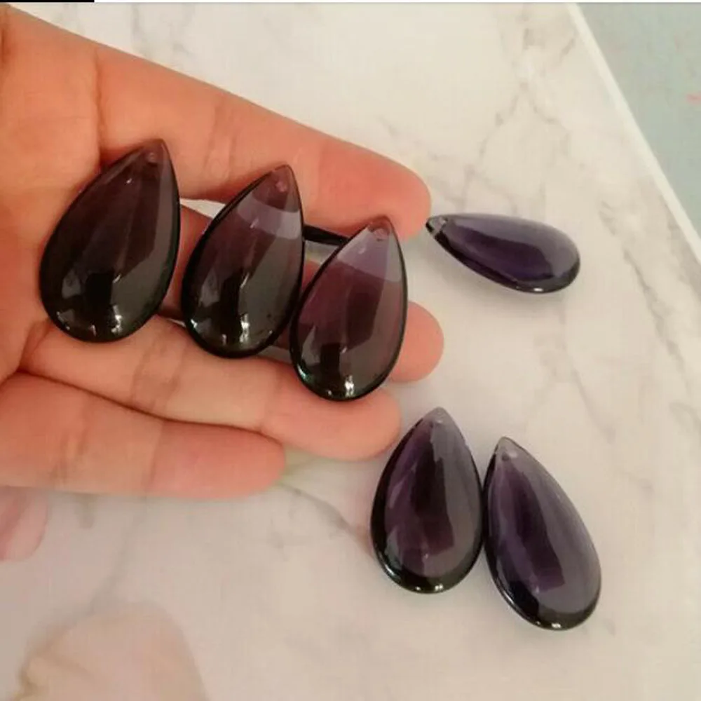 Camal 10pcs 36mm Violet Crystal Smooth Teardrop Prisms Pendants Lamp Chandelier Parts Hanging Ornament Wedding Home Decoration