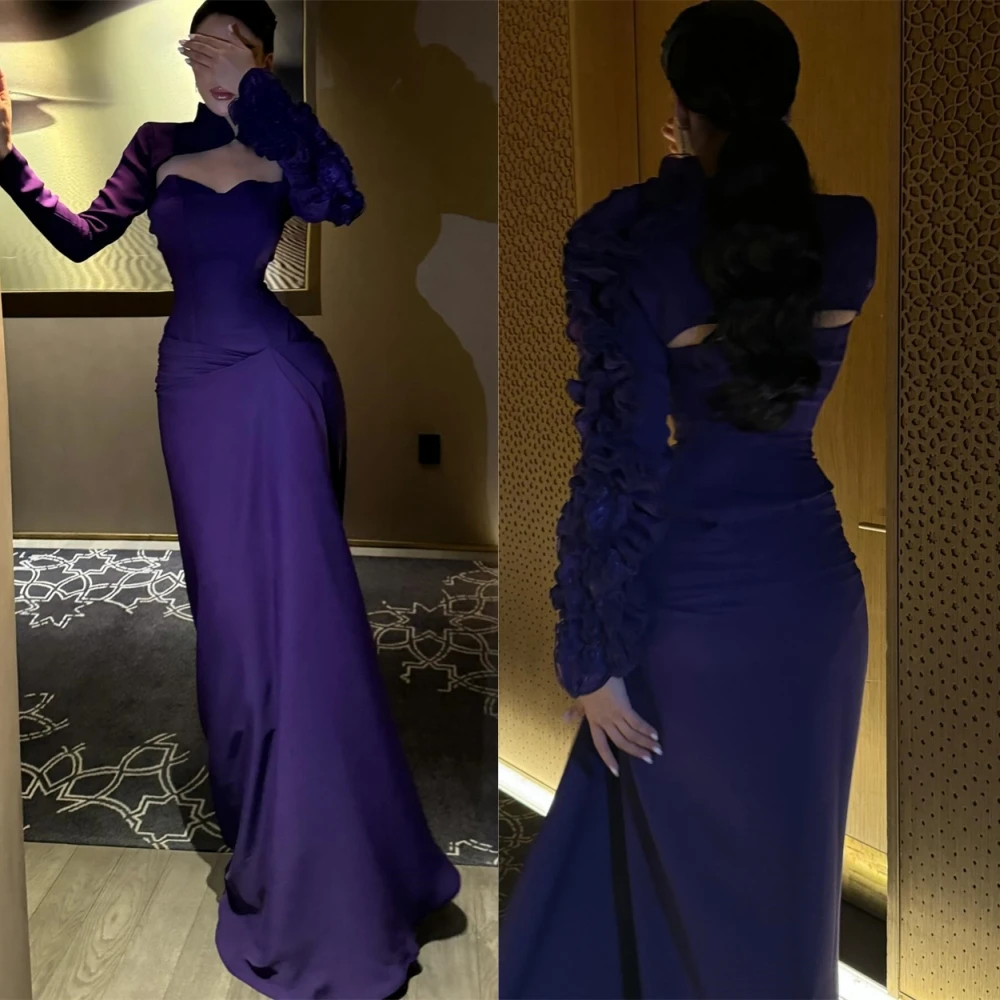 

Customized High Quality Square Collar Evening Dress Elegant Long Sleeves Prom Dress Classic Mermaid Special Occasion Gowns