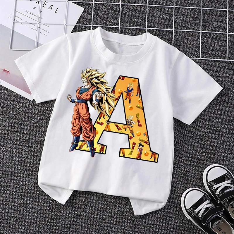 

Dragon Ball Goku Boys Child T Shirt Anime Tops Short Sleeve Tee Clothes Cartoon Letter Summer Cute Children's Clothing Kids Gift