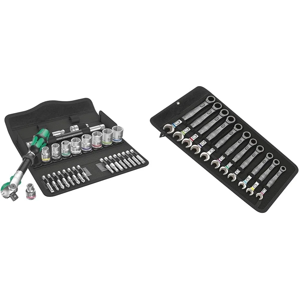 

6-Speed Metric Ratchet Set with 29 Pieces and 3/8 Drive, Plus 11-Piece Combination Wrench Set