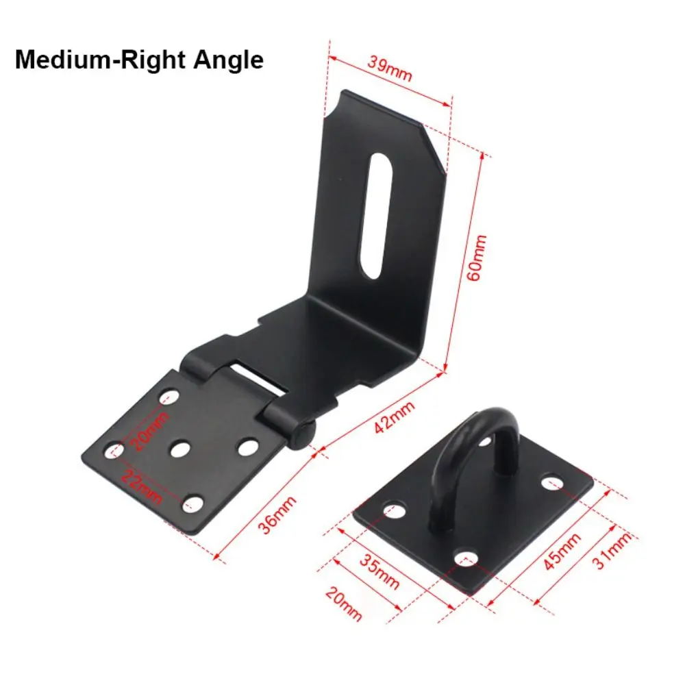 Practical Stainless Steel Padlock Hasp Burglar-proof Right Angle Shed Latch 90 Degree Household Door Clasp Lock