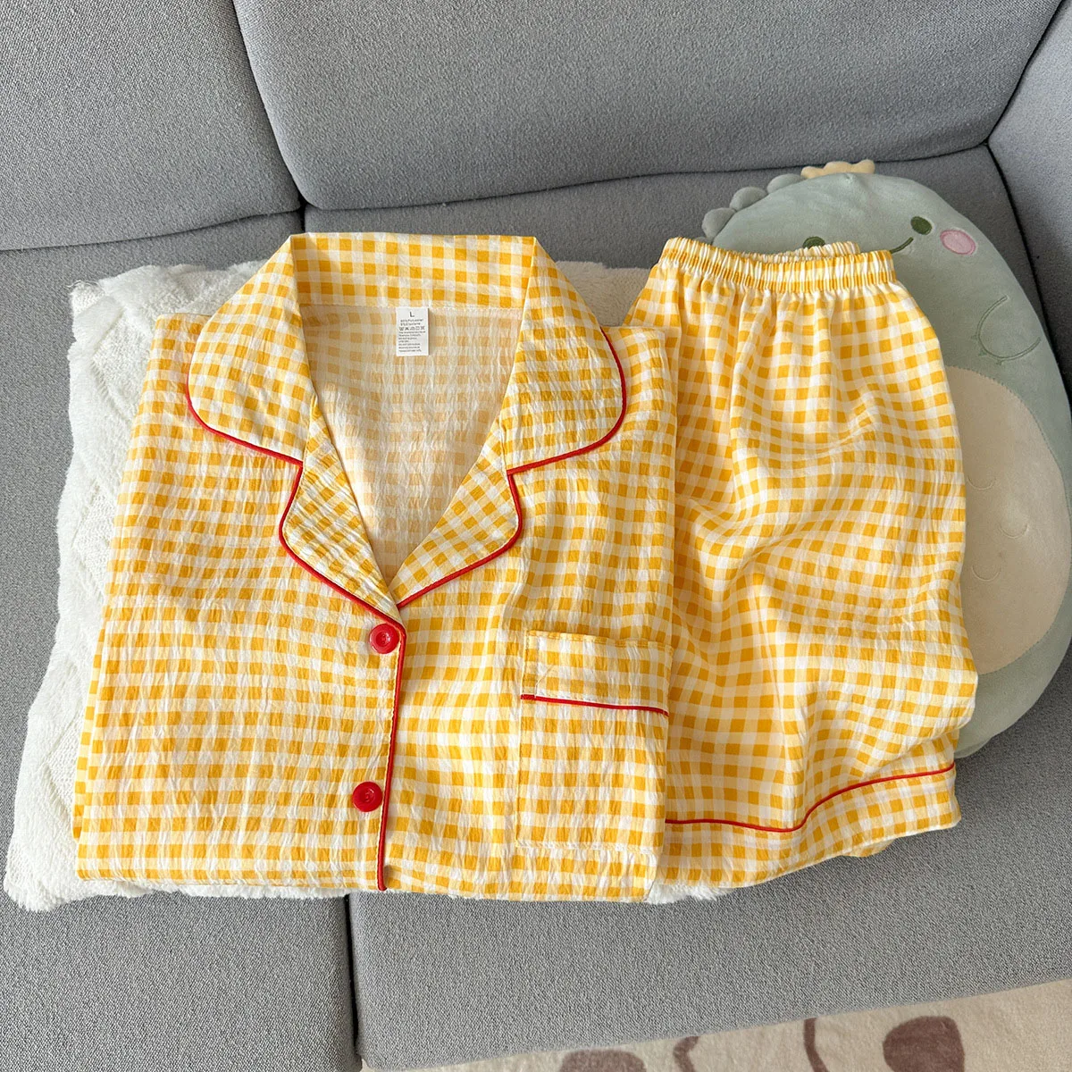 Summer Short-sleeved Cloud Cotton Pajama Set for Women, Comfortable and Trendy, Shorts That Can be Worn Outside, Home Wear Set image 4