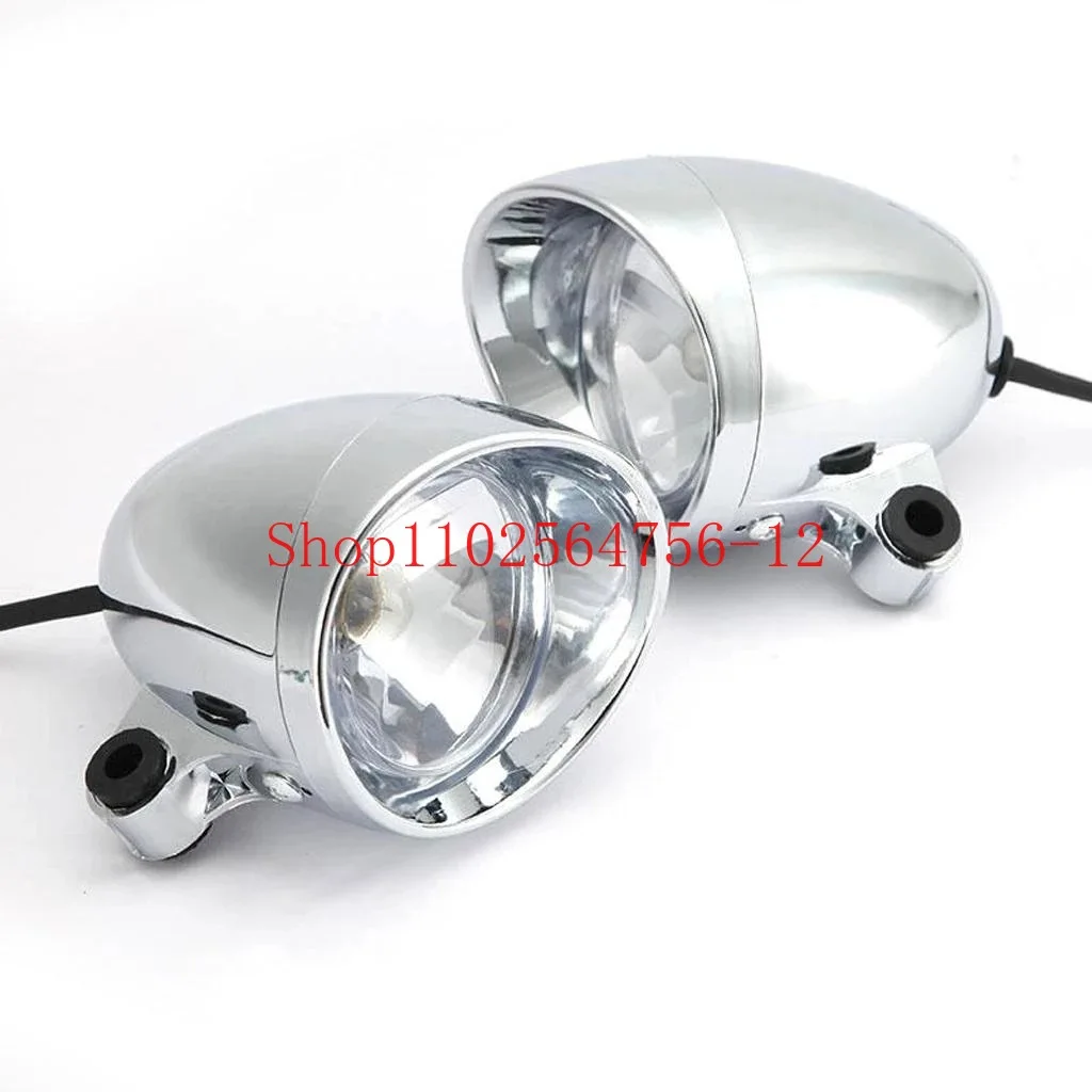 Universal Motorcycle Accessories Modified Retro Bullet Type Installation Auxiliary Small Fog Light Suitable for Harley Cruiser