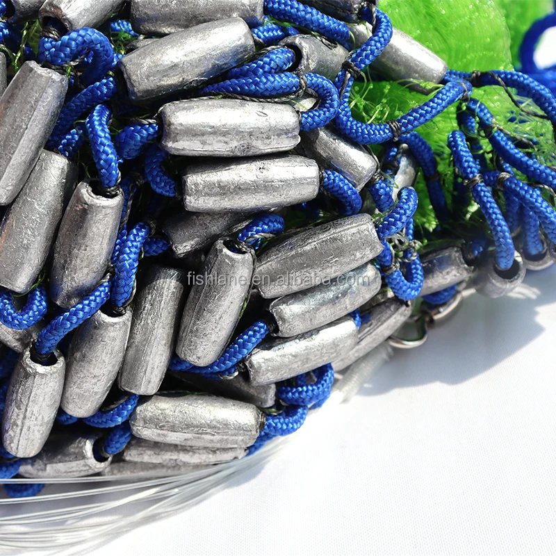 

Fishlane Green Color 4ft 6ft 8ft 1/4" 3/8" Casting Net Hand Throw Fish Net Nylon Mono Net