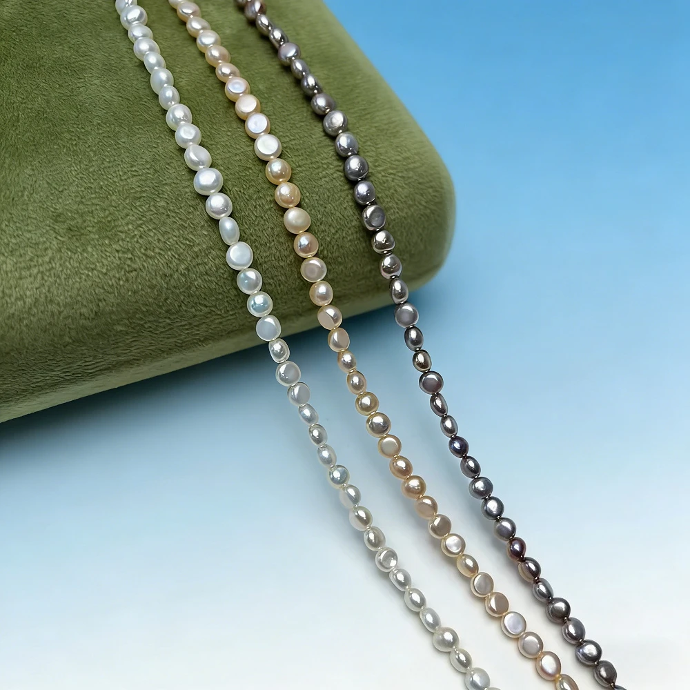 4-5mm Natural Freshwater Pearl Polished Orange Purple White Beads Necklace Jewelry Make DIY Bracelets Earring Accessories Women