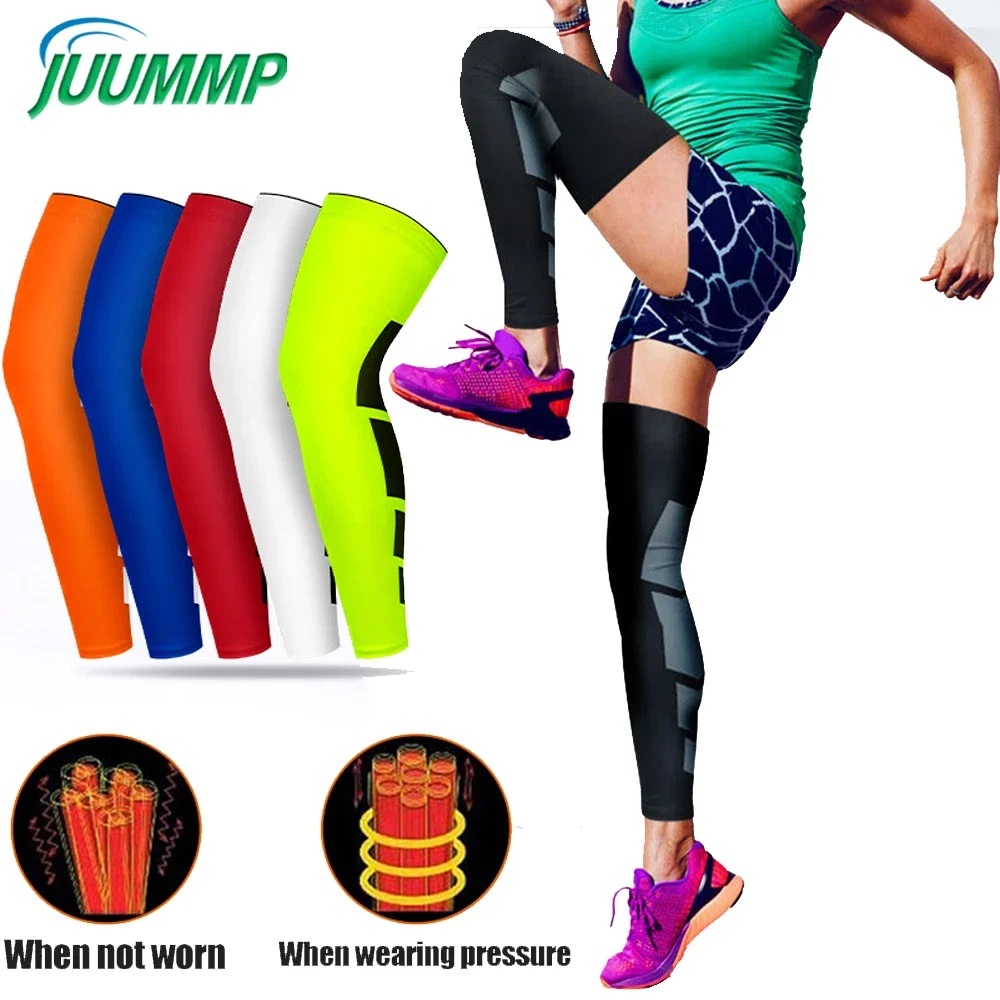 1Pcs Full Length Leg Compression Sleeves Basketball Knee Brace Thigh Support and Protect Calf for Meniscus Tear Women & Men