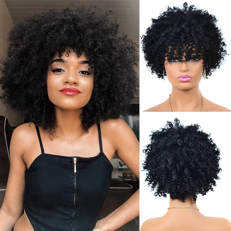 

Afro Curly Wigs for Black Women Short Afro Puff Wigs Bouncy and Soft Natural Looking Full Wigs for Daily Party Cosplay Costume