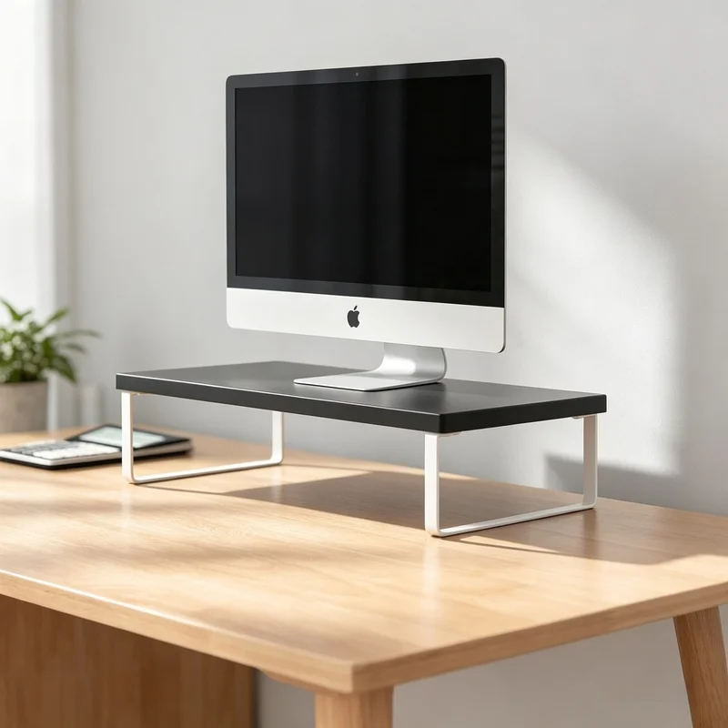 Computer Monitor Stand Elevated Base, Multifunctional Desktop Storage Organizer for Home Office Desk Space‑Saving