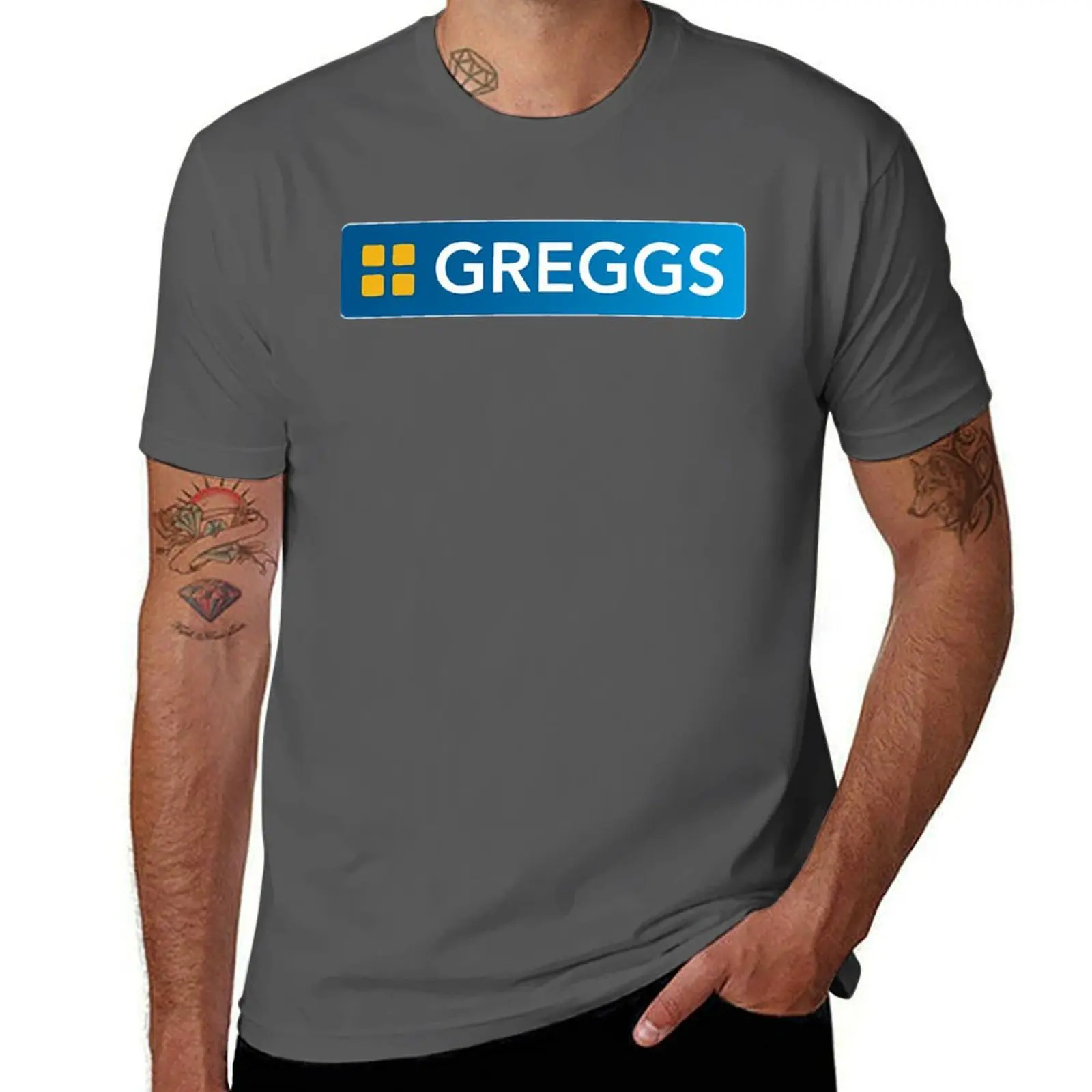 

Футболка Greggs, черная хлопковая футболка, простая мужская посылка, мужская футболка, хлопковая футболка из плотного хлопка, мужская футболка