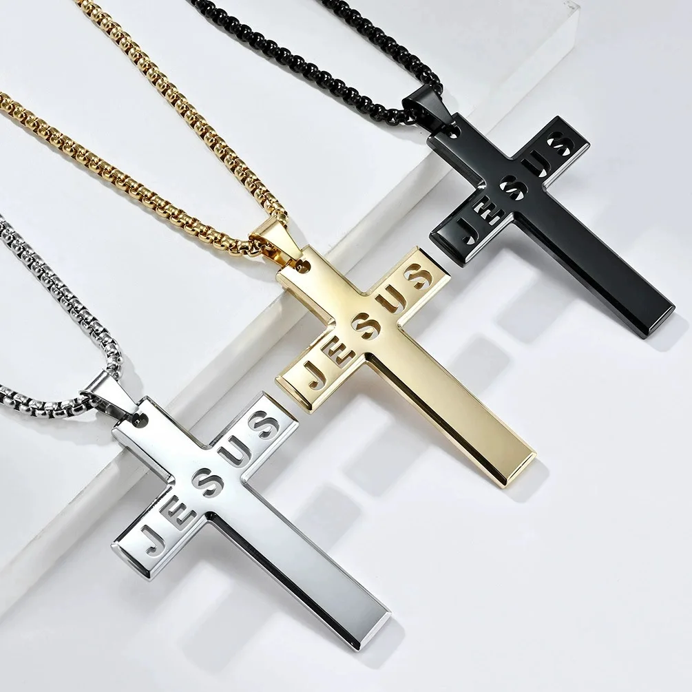 jesus necklace  Simple Necklace for Women Men Virgin Mary Jesus Cross Pendant Chains Fashion Jewelry