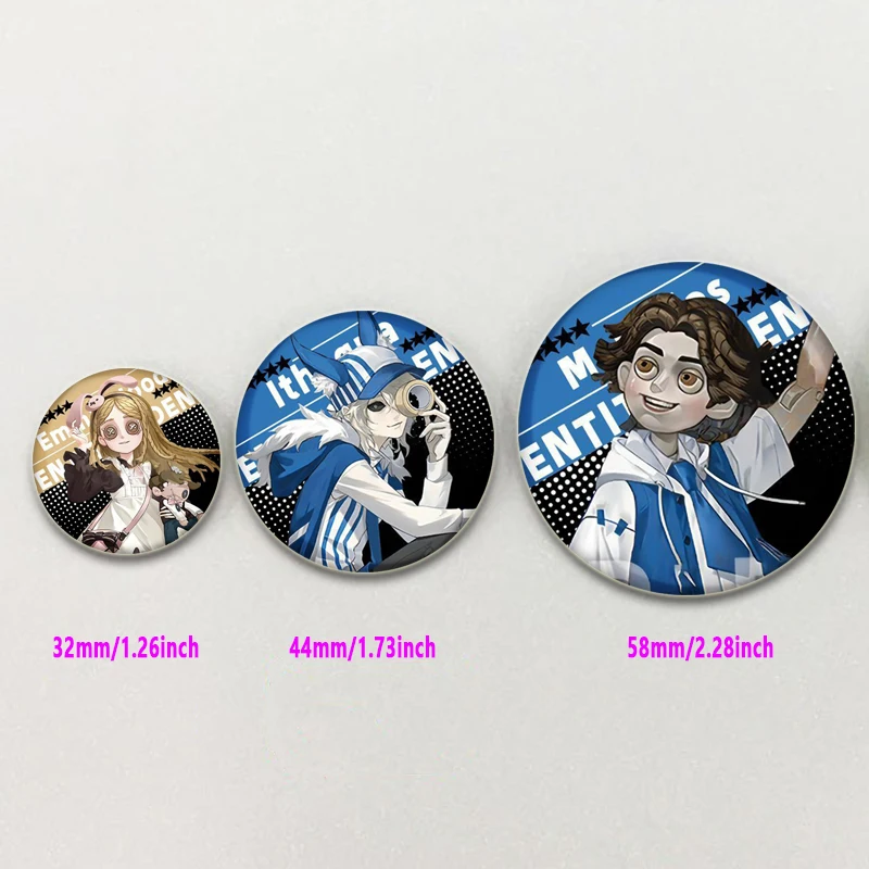 Fans Collection Popular Game Identity V Brooches Tinplate Cartoon Cosplay Badge Pins Backpacks Bag Ornament Accessory 32/44/58mm