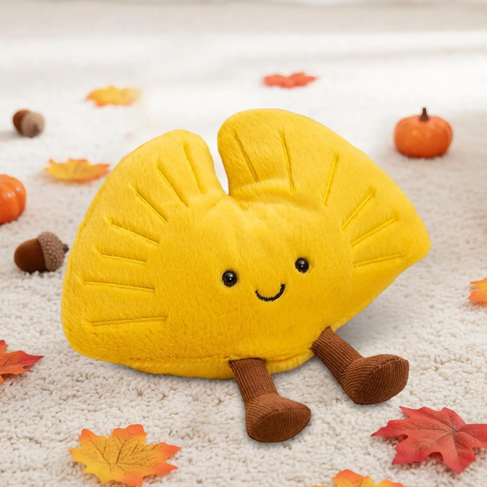 Almohada de hojas de peluche Kawaii, juguetes de cojín, hoja de arce suave, planta de Ginkgo, juguetes de peluche completos, decoración para fiesta navideña, regalo