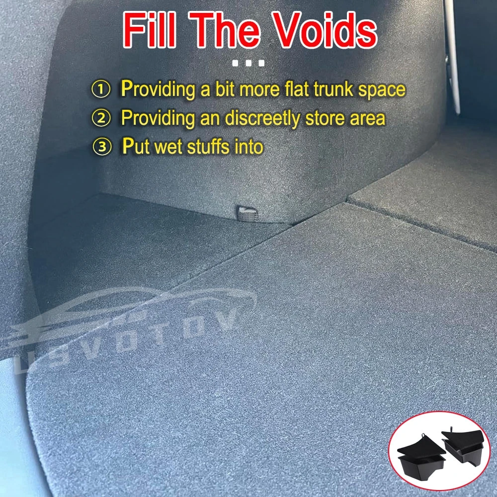 For 2024 Tesla Model 3 highland Rear Trunk Left Side Storage Box with Cover Tail Boot Organizer Partition Decoration Accessories