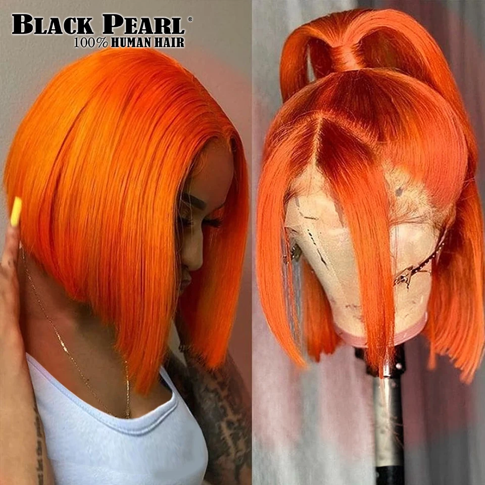 

Ginger Short Bob Lace Front Wigs 100% Human Hair Wigs Bob Lace Wigs For Women Blonde Orange Straight Brazilian Hair Closure Wig