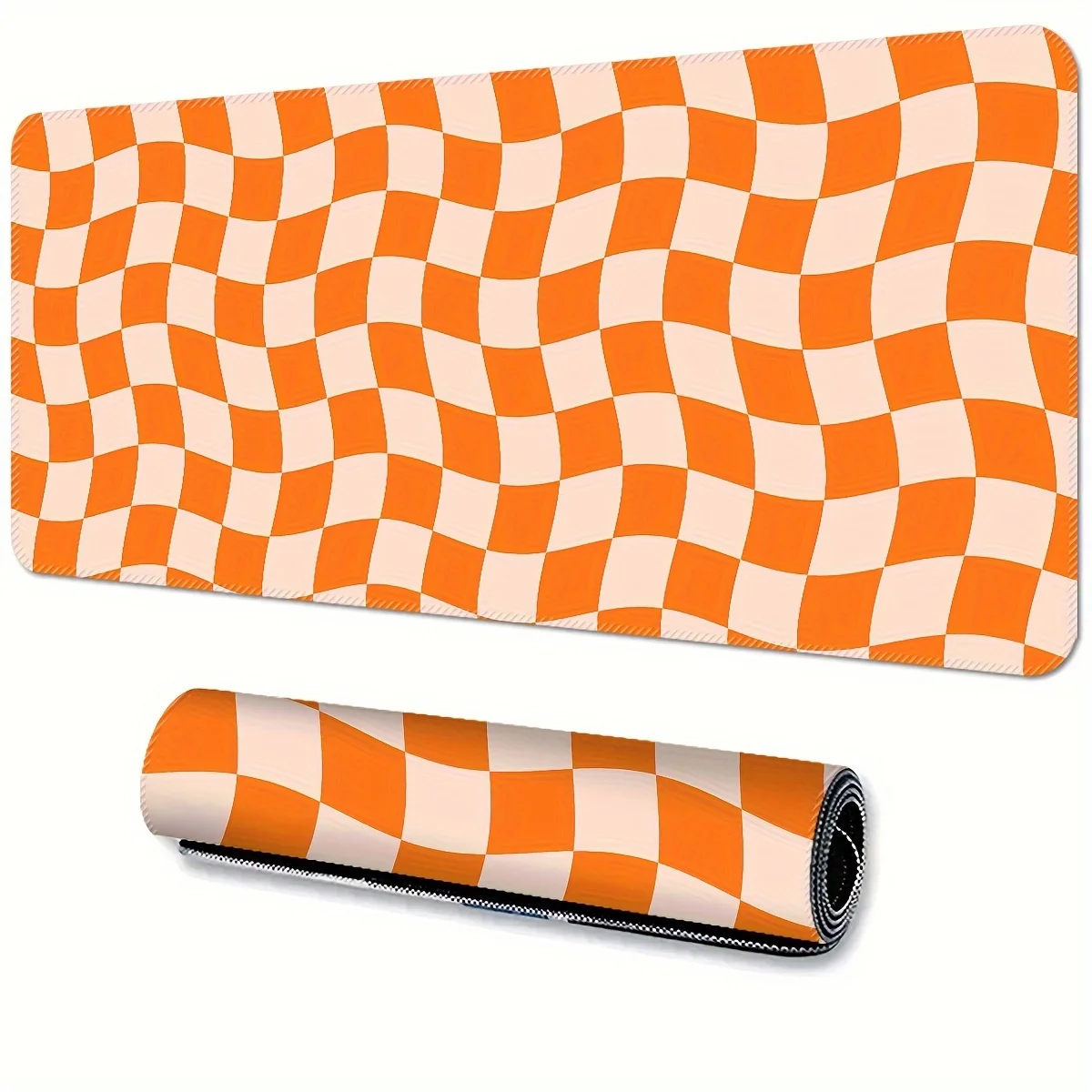Checkerboard Pattern Large Mouse Pad Desk Pad, Large Desktop Pad Mouse Pad with Stitched Edges