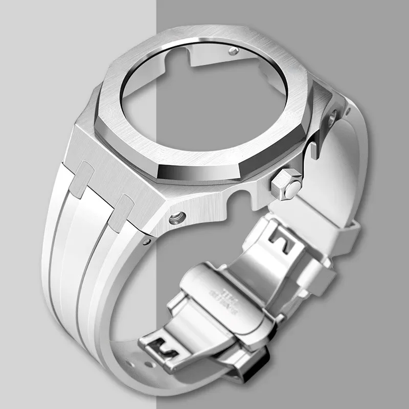 Nieuwe Gen5 Casioak Rvs Case voor G-Shock GA2100 Mod Kits Modificatie Kit Metalen Bezel Rubberen Band voor GA2110 GAB2100