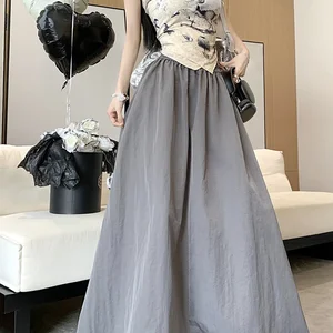 Váy dài của túi phụ nữ sang trọng, nữ, váy midi có độ co giãn ở eo cao, mùa xuân, mùa hè, 2024 8 Bán hàng chính Gode Váy với túi - №8