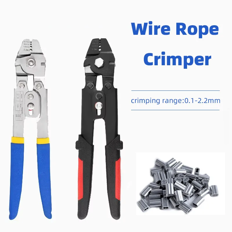 Fishing Swaging Tool Wire Rope Crimping Plier Aluminum Tube Double Barrel Ferrule Loop Sleeve up to 2.2mm Crimper Tool Kit Clamp