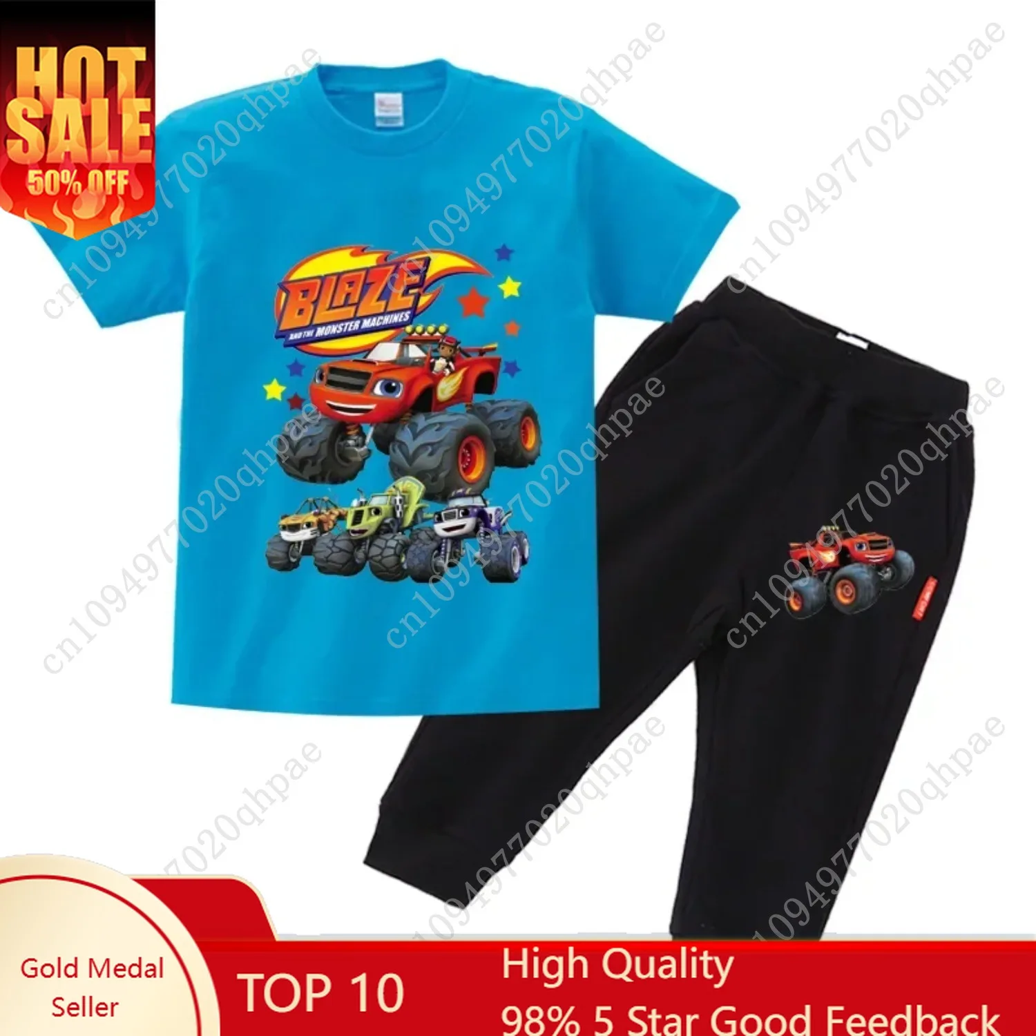 

Blaze and The Monster Machines Cartoon Kids T-Shirts Baby Boys Cool Summer T Shirt Children Boy Girl Clothes Tees Trousers Suit