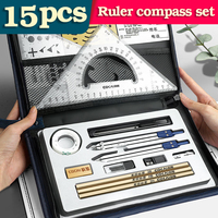 15 In1 Compass Ruler Math Geometry Plate Stationery Set Students Professional Civil Mechanical Engineering Drawing Accessori