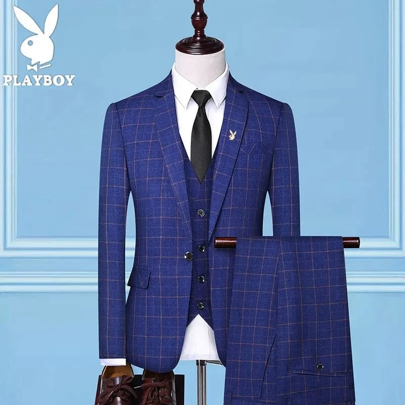 

Men's Casual Suiting Set Autumn New Style Slim Fit Casual Youth Wedding Groomsmen Business Casual Cotton Blend Suit