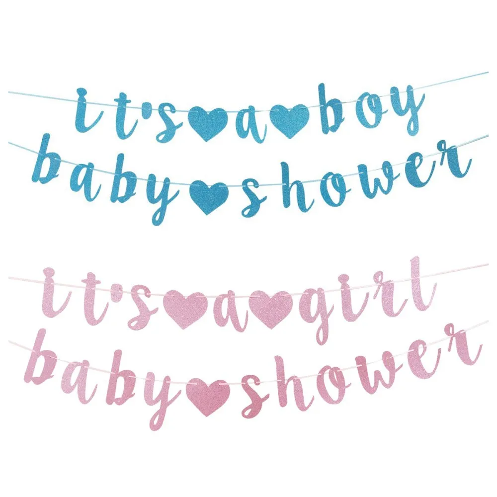 Glitter It's A Boy It's A Girl Baby Shower Papieren Banner Vlaggen Garland voor Welkom Baby Verjaardag Geslacht Onthullen Feestdecoratie