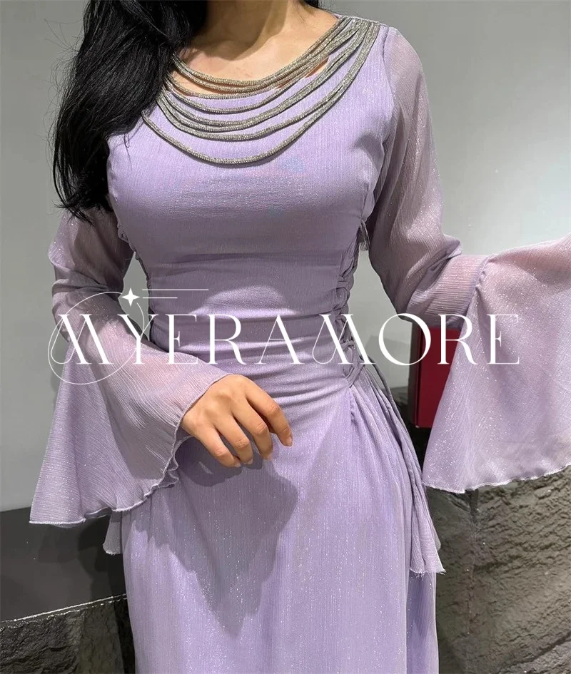 فساتين سهرة عصرية من التل في دبي 2025 بأكمام طويلة على شكل حرف a مشد بطول الأرض فساتين لحضور الحفلات الموسيقية مخصصة من Fساتين Sheer #2