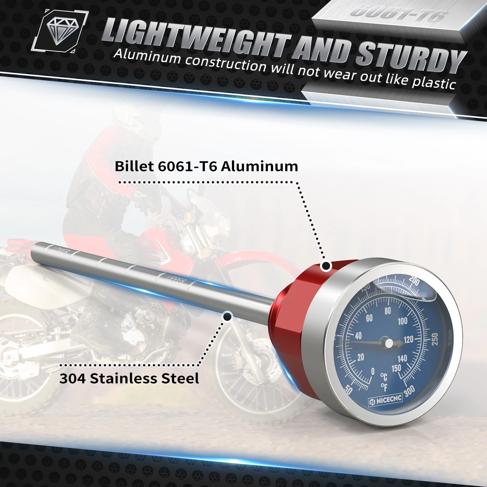 Dla 93-24 Hodna XR650L miarka poziomu oleju ze wskaźnikiem temperatury NICECNC termometr temperatury oleju щуп aluminium 304 stal nierdzewna