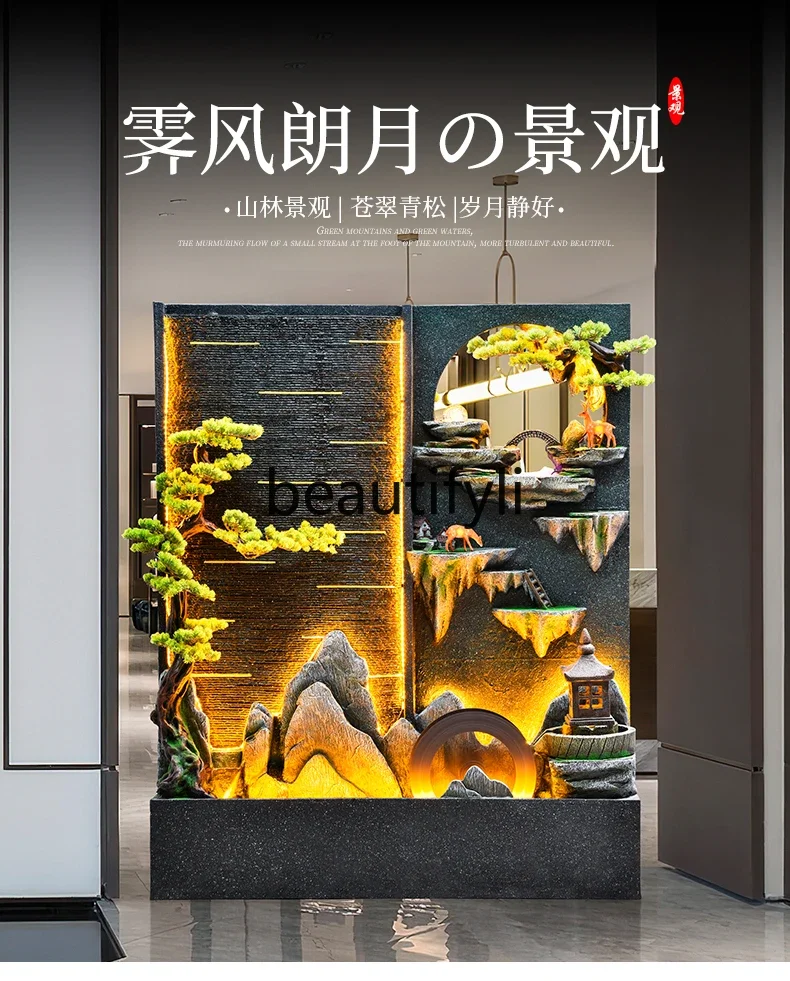

Water curtain wall, flowing water screen ornament, circulating water courtyard landscape decoration, entrance partition
