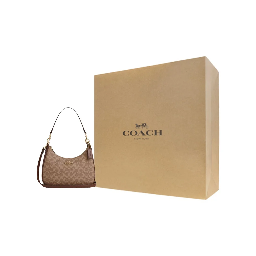 COACH Teri Coated Canvas Crossbody One Shoulder Handbag Large Women's Tan CV940-IMXHE