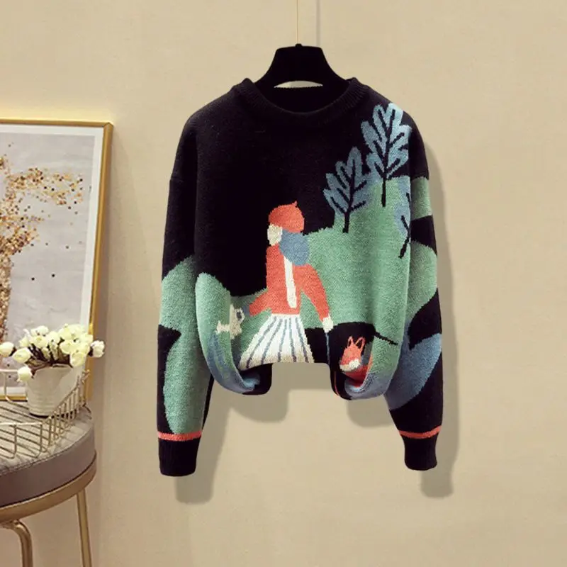 New pullover autumn and winter cartoon sweater for women fashionable and versatile slimming