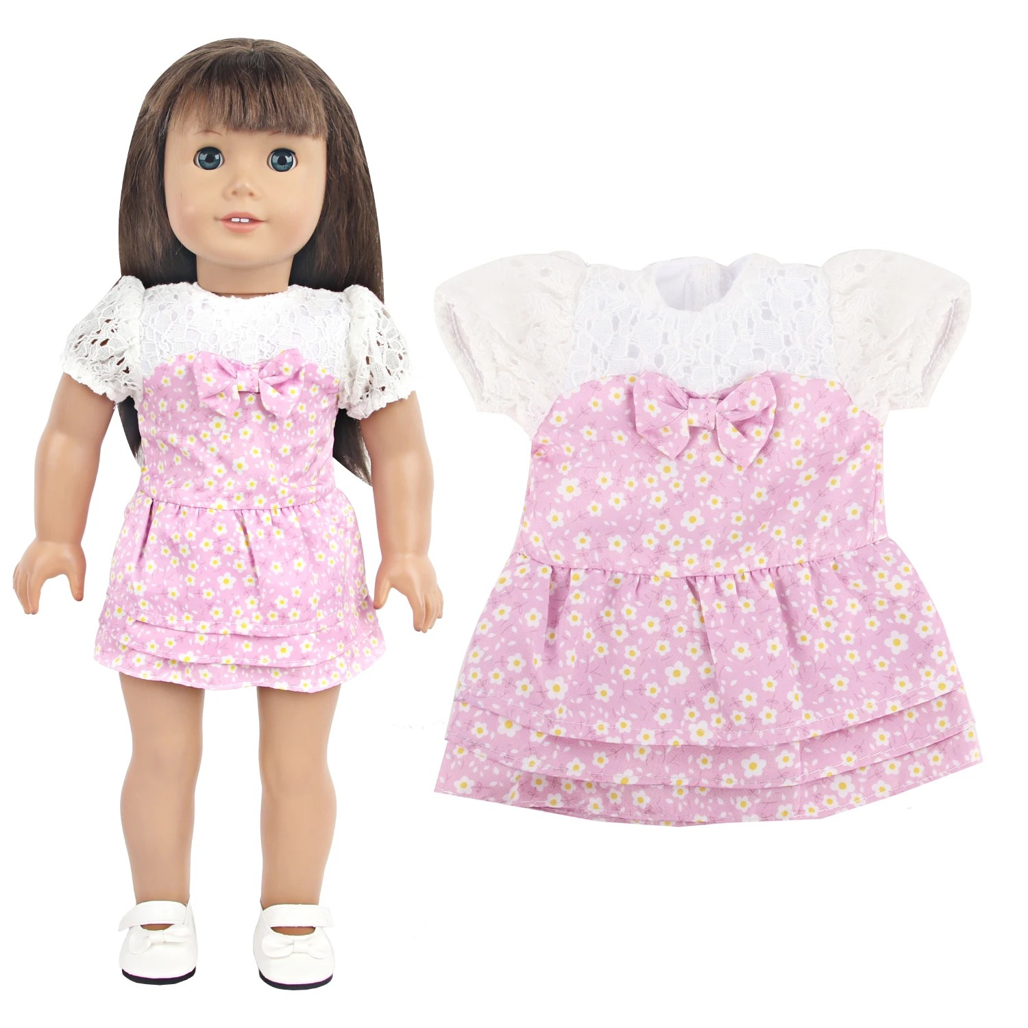 18 Inches American Doll Skirt Bow Flower Skirt Clothes For 43cm Baby New Born&Russia,DIY Gitl Doll Accessories