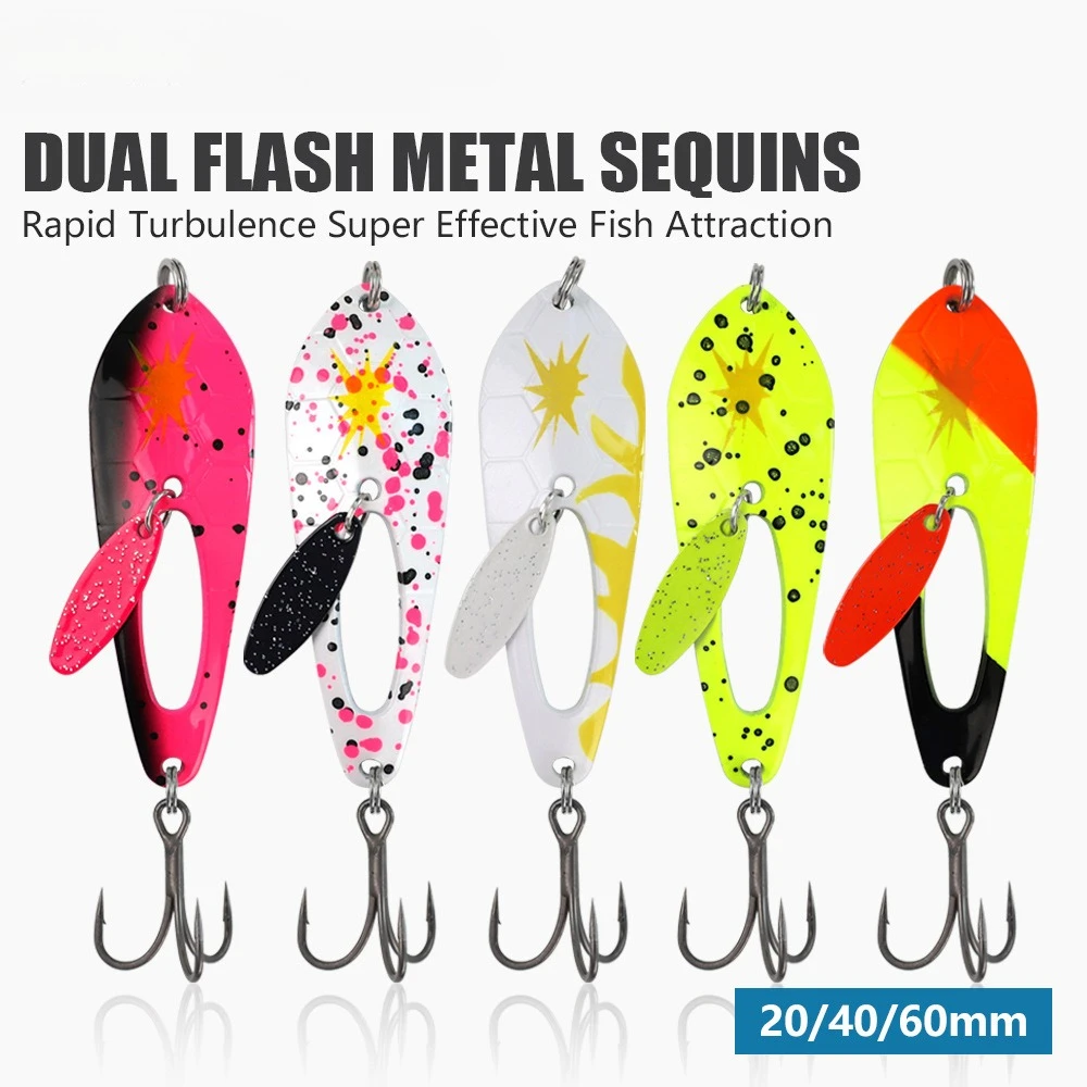 

5pc 2/4/10g Metal Jigging Spinner Spoon Fishing Lure Hard Baits Sequins Noise Paillette Artificial Bait Treble Hook Swimbait