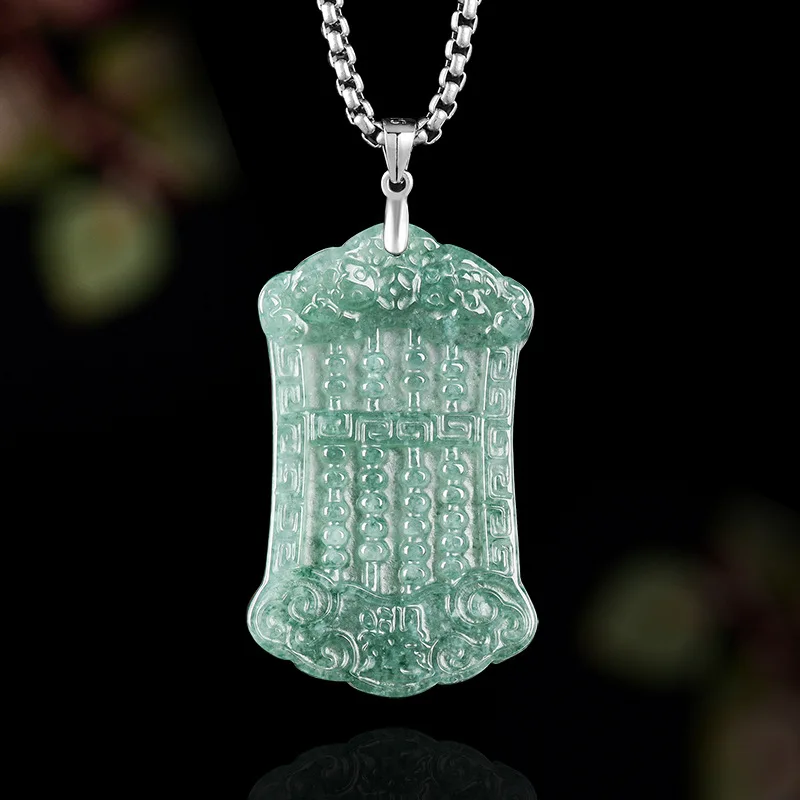 

LuxuryHandmade AGradeHetian JadeProsperityAbacusPendant S925 Серебряное инкрустированное ледяным нефритовым ожерельем для женщин, Good Fortune Jewy Se