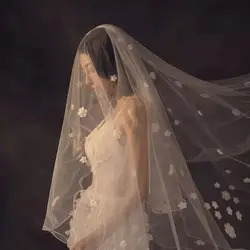 In vendita!!! Velo da sposa a uno strato con fiori eleganti veli da sposa 3 metri